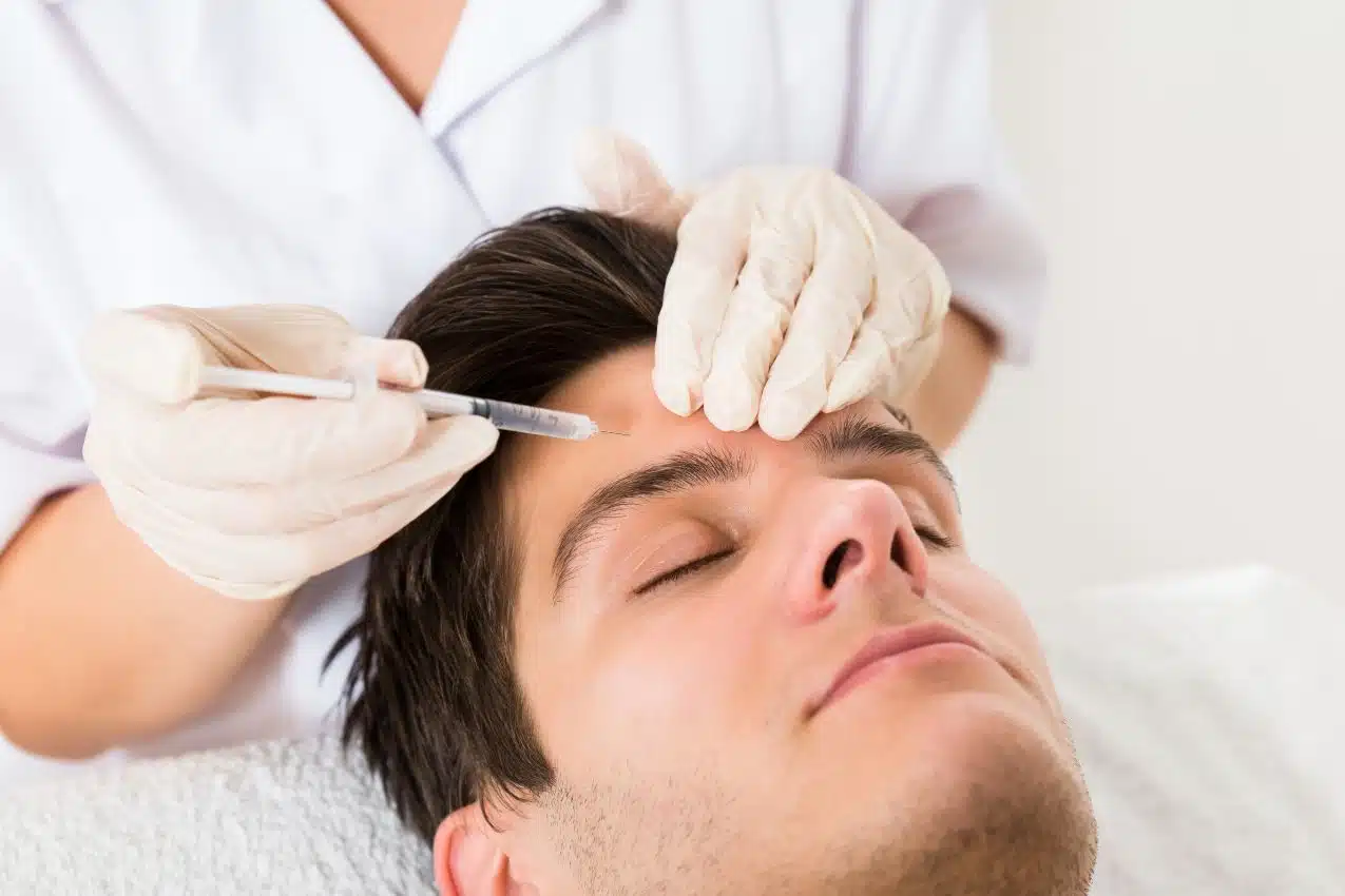 Zones d'injection botox pour les rides du visage Injection de botox pour traiter les rides du front et des pattes d'oie