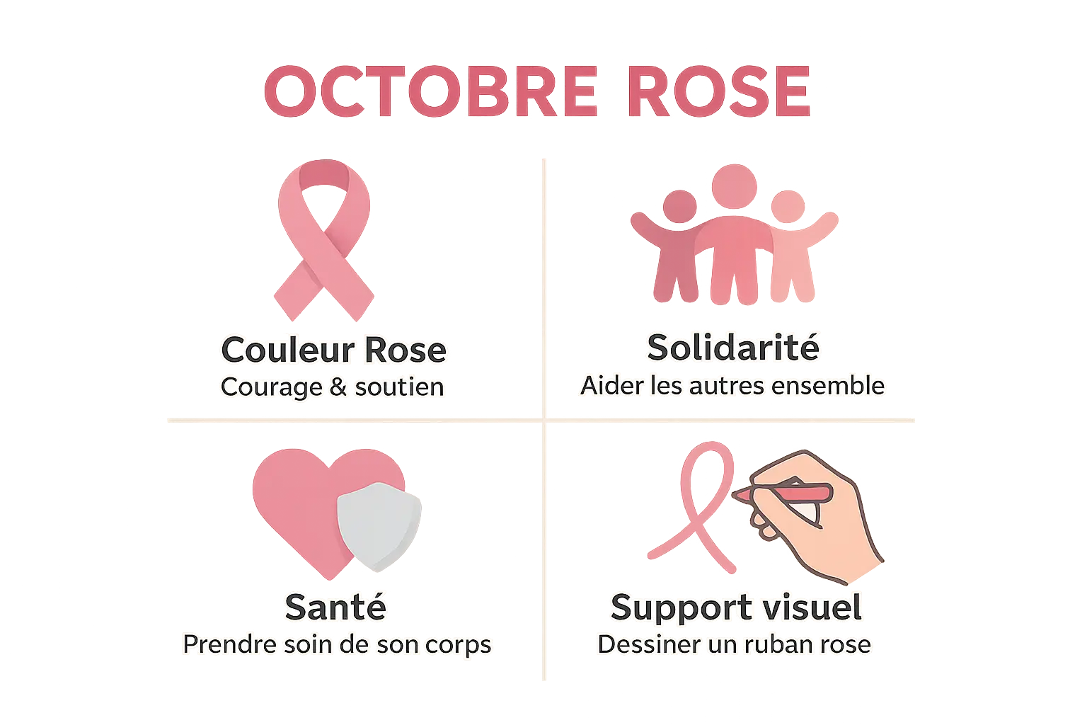 Activité manuelle de création d'un ruban rose avec des enfants