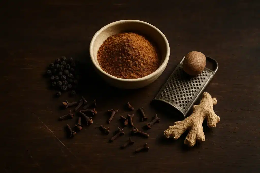 quatre épices ingrédients et poudre,