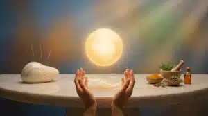 Acupuncture ayurveda magnétisme quelles différences illustrées par un symbole d’équilibre et bien-être holistique