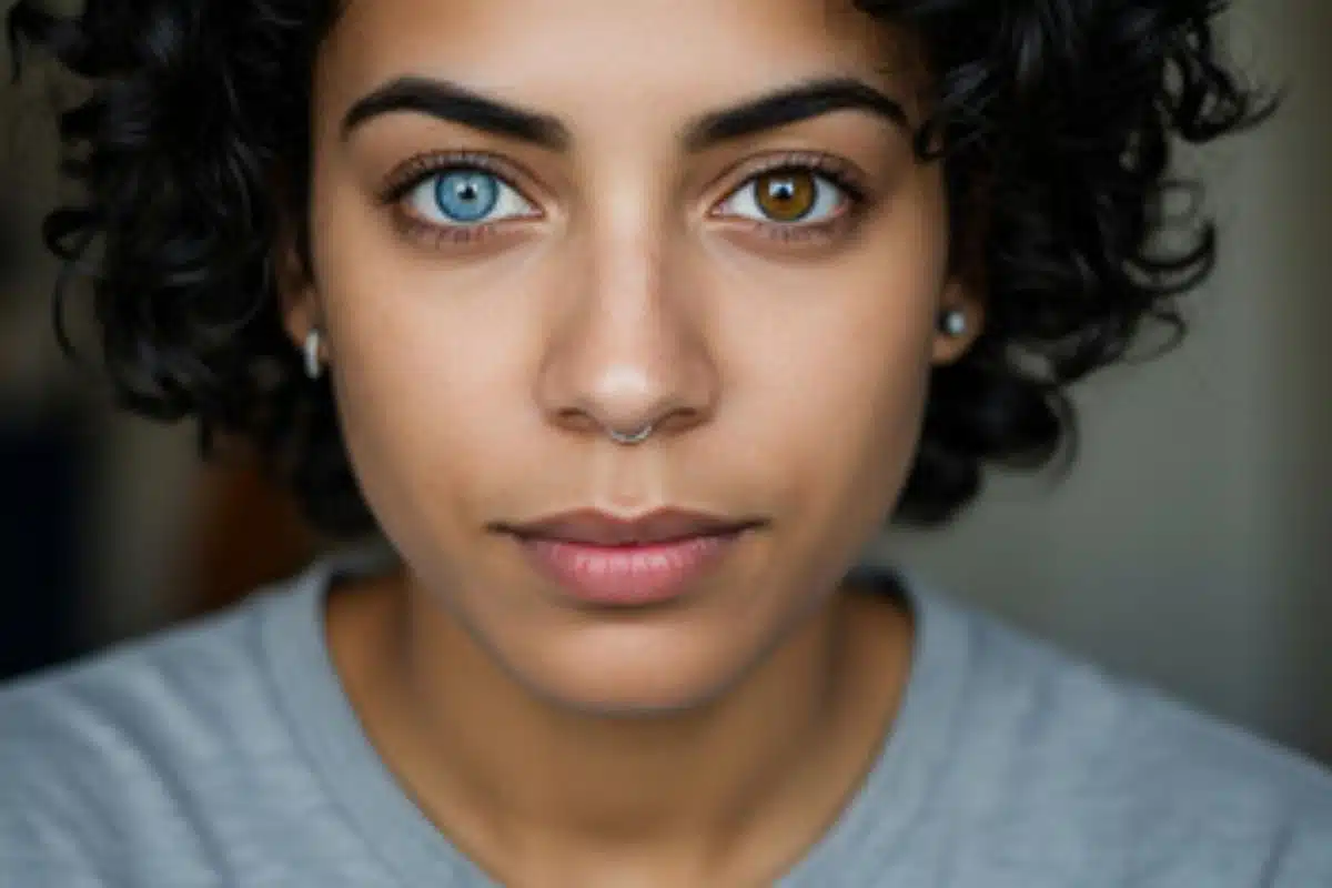 Yeux vairons : un regard à deux couleurs différentes Yeux vairons : visage en gros plan avec un œil bleu et un œil marron