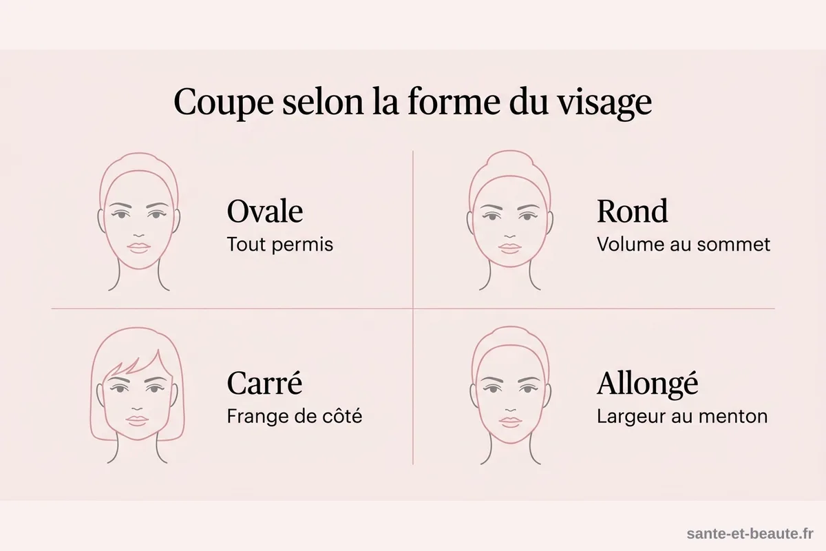 Coupe de cheveux selon la forme du visage Infographie des coupes conseillees selon la forme du visage ovale, rond, carre et allonge