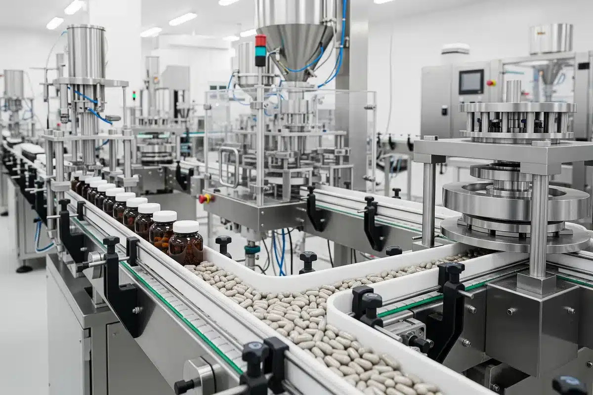 Fabricant de complément alimentaire en salle de production certifiée BPF