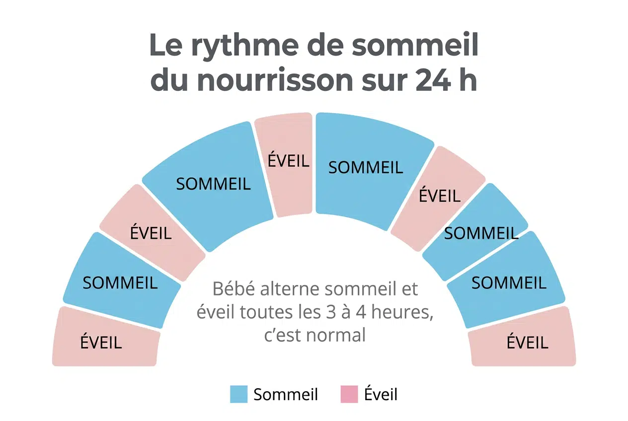 Cycle de sommeil d'un nourrisson, phases calme et agitée Illustration du cycle de sommeil d'un nourrisson avec phases calme et agitée